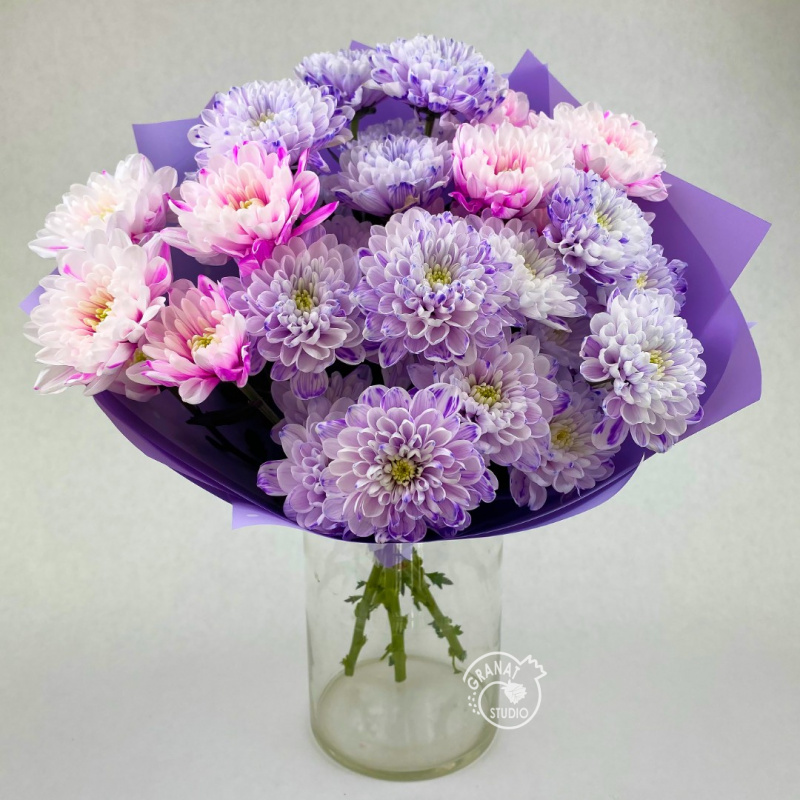 Букет сиреневых хризантем