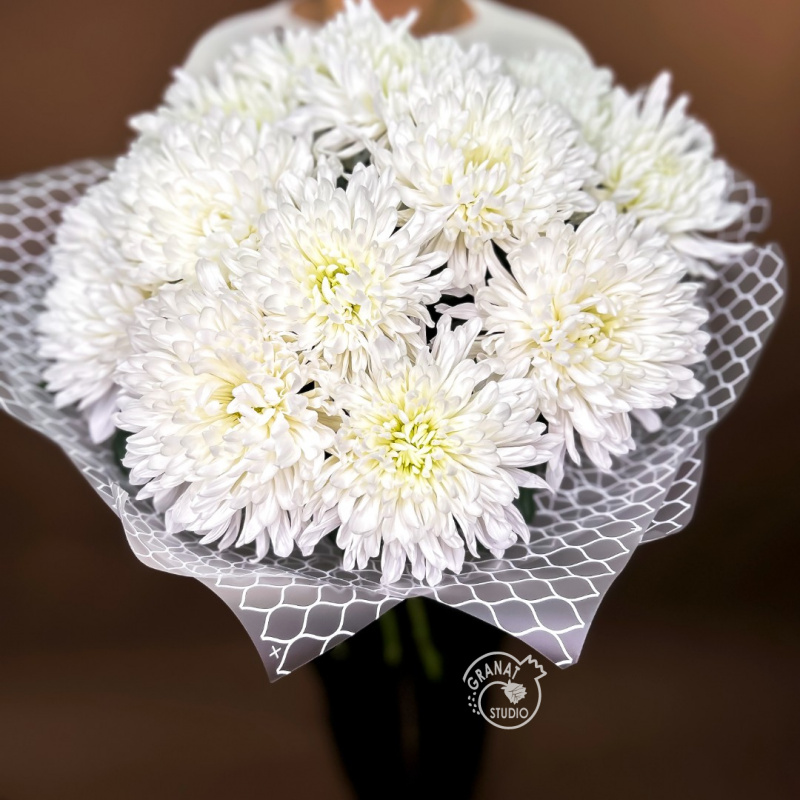 Букет из белых хризантем «Снежность» 1