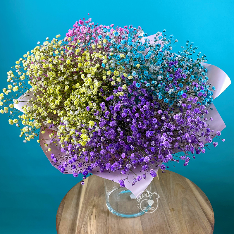 Букет из разноцветной гипсофилы
