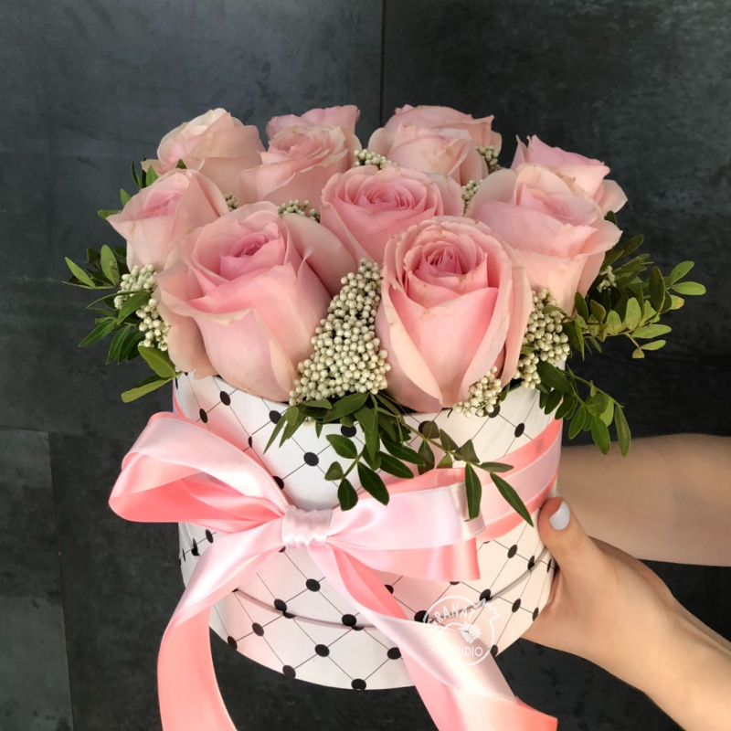 Композиция в коробке «Розовое чудо»